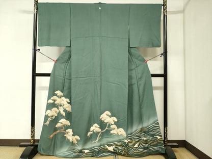 平和屋着物■豪華色留袖　駒刺繍　枝松文　暈し染め　金彩　正絹　逸品　DABJ2972ya