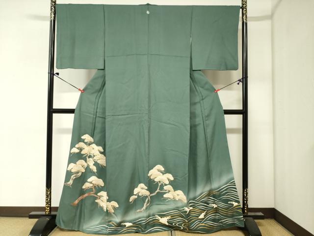 平和屋着物■豪華色留袖　駒刺繍　枝松文　暈し染め　金彩　正絹　逸品　DABJ2972ya
