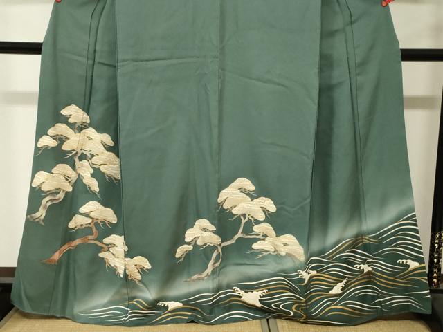 平和屋着物■豪華色留袖　駒刺繍　枝松文　暈し染め　金彩　正絹　逸品　DABJ2972ya