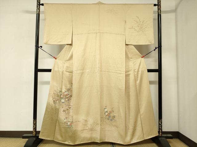 平和屋着物■訪問着　芝草花文　暈し染め　金銀彩　正絹　逸品　DABJ2977ya