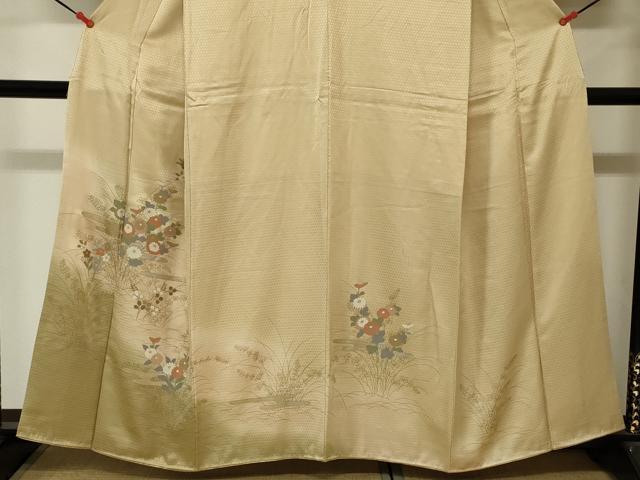 平和屋着物■訪問着　芝草花文　暈し染め　金銀彩　正絹　逸品　DABJ2977ya