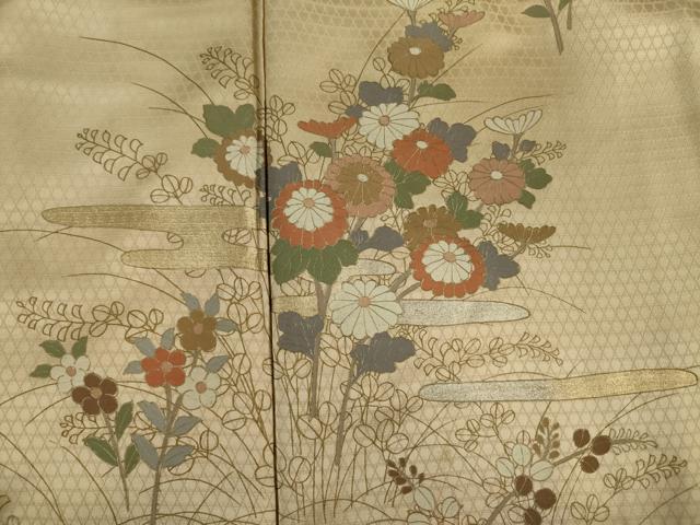 平和屋着物■訪問着　芝草花文　暈し染め　金銀彩　正絹　逸品　DABJ2977ya