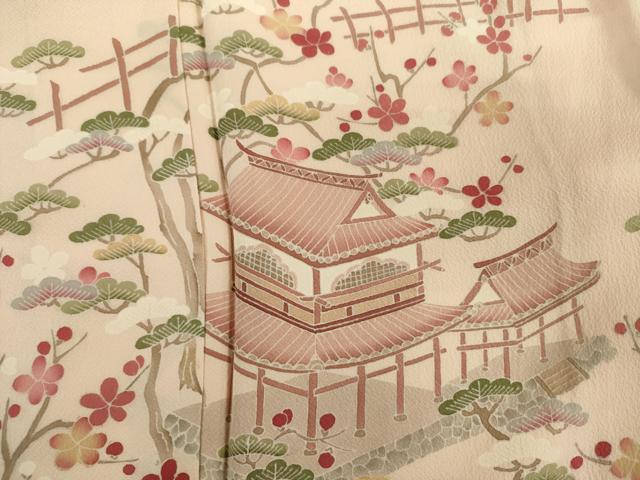 平和屋着物■訪問着　友禅　風景花松文　枝梅　暈し染め　正絹　逸品　DABJ2980ya