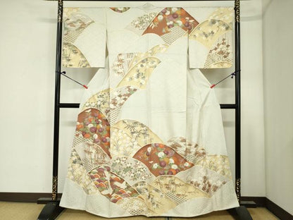 平和屋着物■訪問着　飛鶴花松文　重ね山　金彩　正絹　逸品　DABJ2984ya