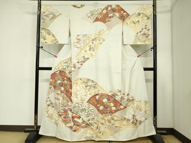平和屋着物■訪問着　飛鶴花松文　重ね山　金彩　正絹　逸品　DABJ2984ya