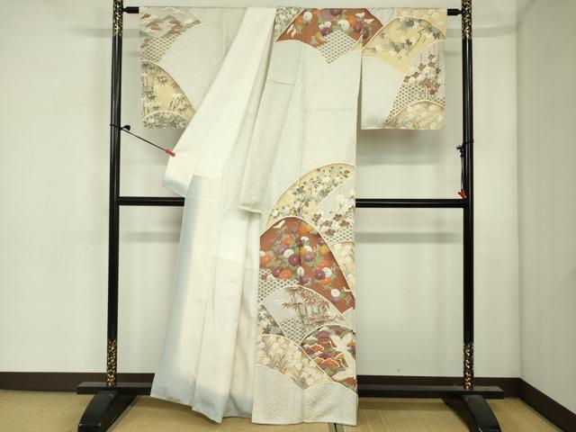 平和屋着物■訪問着　飛鶴花松文　重ね山　金彩　正絹　逸品　DABJ2984ya