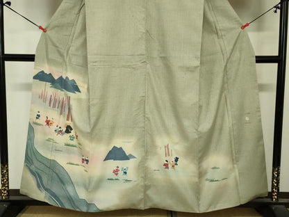 平和屋着物■訪問着　作家物　紬地　童子遊び　暈し染め　正絹　逸品　DABJ2986ya