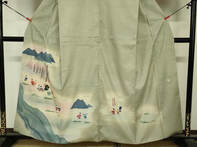 平和屋着物■訪問着　作家物　紬地　童子遊び　暈し染め　正絹　逸品　DABJ2986ya