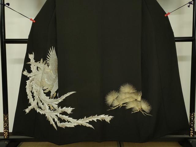 平和屋着物■豪華黒留袖　総刺繍　鳳凰松文　金銀糸　正絹　逸品　DABJ2988ya