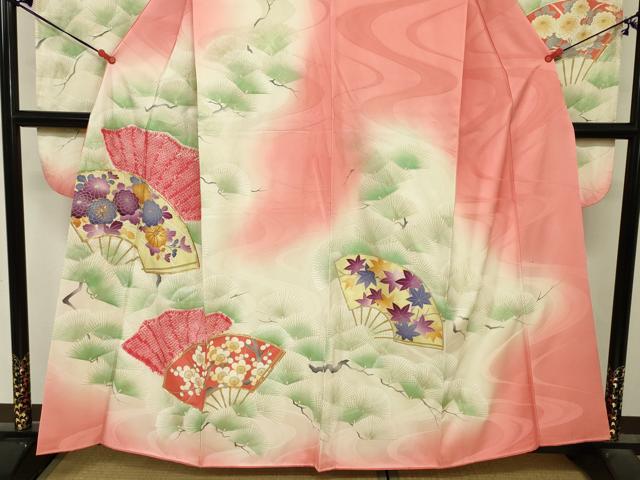 平和屋着物■豪華振袖　駒刺繍　絞り　扇面花松葉文　枝梅　暈し染め　金彩　正絹　逸品　DABJ2989ya