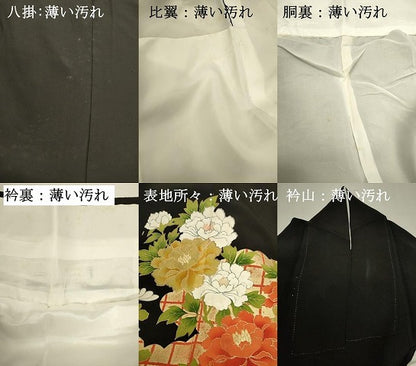 平和屋着物■豪華黒留袖　刺繍　草花文　尾長鳥　金彩　正絹　逸品　DABJ2995ya