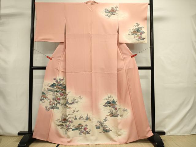 平和屋着物■訪問着　風景花文　暈し染め　正絹　逸品　DABJ2996ya