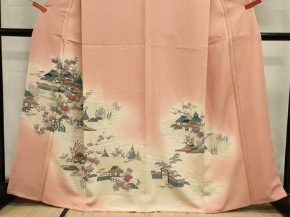 平和屋着物■訪問着　風景花文　暈し染め　正絹　逸品　DABJ2996ya