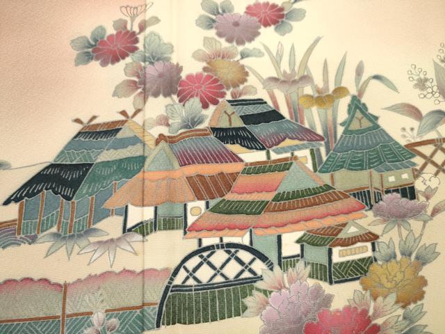 平和屋着物■訪問着　風景花文　暈し染め　正絹　逸品　DABJ2996ya