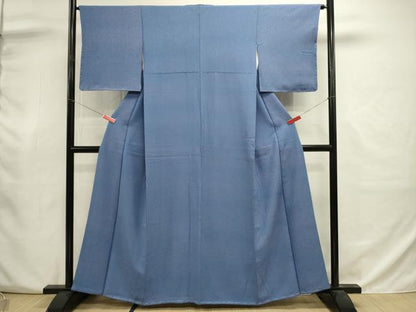 平和屋着物■上質な色無地　霞花地紋　御召御納戸色　正絹　逸品　DABJ2997ya
