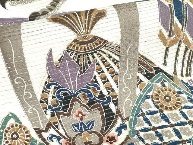 平和屋着物＊夏物　お宮参り　男の子　祝着　産着　初着　のしめ　絽　鷹　鷲　兜　銀彩　逸品　DABJ3016ea