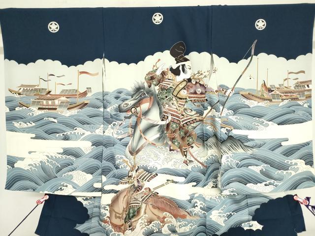 平和屋着物[]お宮参り　男の子　祝着　産着　初着　のしめ　武士　立波舟文　逸品　DABJ3018ea