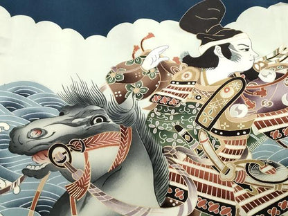 平和屋着物[]お宮参り　男の子　祝着　産着　初着　のしめ　武士　立波舟文　逸品　DABJ3018ea