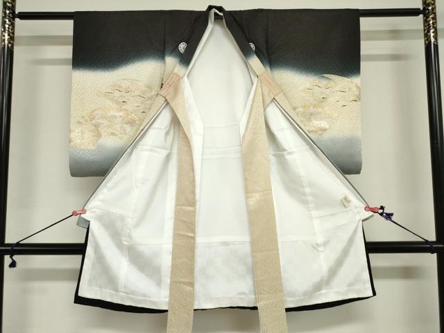 平和屋着物[]お宮参り　男の子　祝着　産着　初着　のしめ　鷹　鷲　器物文　暈し染め　金銀彩　逸品　DABJ3023ea