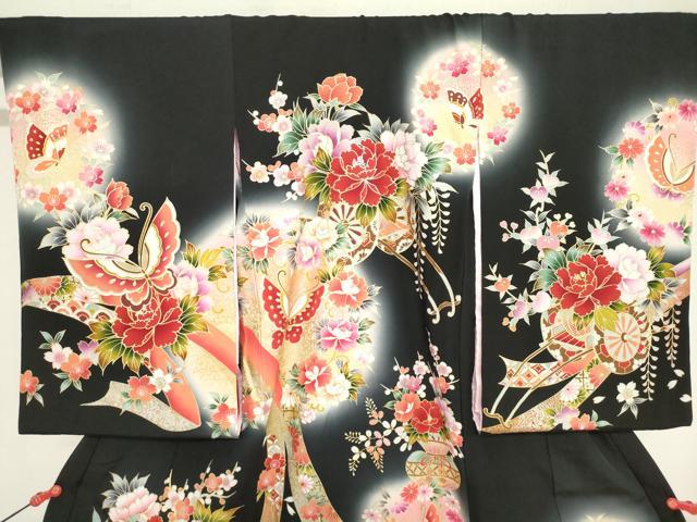 平和屋着物[]お宮参り　女の子　祝着　産着　初着　のしめ　花車舞蝶文　暈し染め　金彩　逸品　DABJ3024ea
