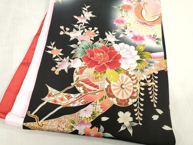 平和屋着物[]お宮参り　女の子　祝着　産着　初着　のしめ　花車舞蝶文　暈し染め　金彩　逸品　DABJ3024ea