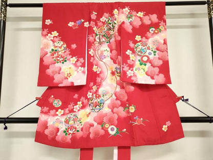 平和屋着物[]お宮参り　女の子　祝着　産着　初着　のしめ　鞠桜文　金彩　逸品　DABJ3026ea