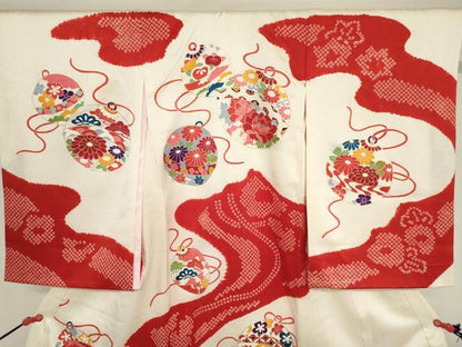 平和屋着物[]お宮参り　女の子　祝着　産着　初着　のしめ　絞り　鈴花文　金彩　逸品　DABJ3028ea