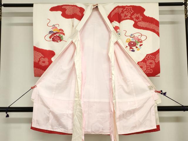 平和屋着物[]お宮参り　女の子　祝着　産着　初着　のしめ　絞り　鈴花文　金彩　逸品　DABJ3028ea