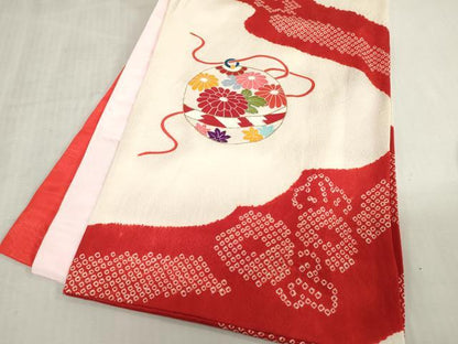 平和屋着物[]お宮参り　女の子　祝着　産着　初着　のしめ　絞り　鈴花文　金彩　逸品　DABJ3028ea