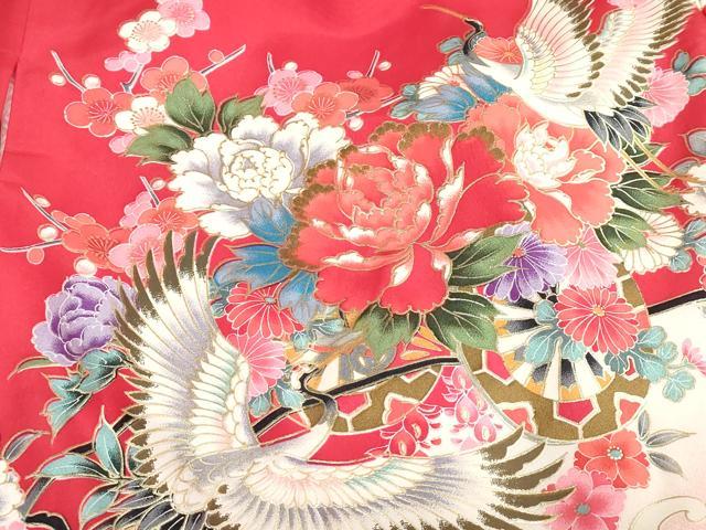 平和屋着物[]お宮参り　女の子　祝着　産着　初着　のしめ　飛鶴花蝶文　器物　暈し染め　金彩　逸品　DABJ3029ea