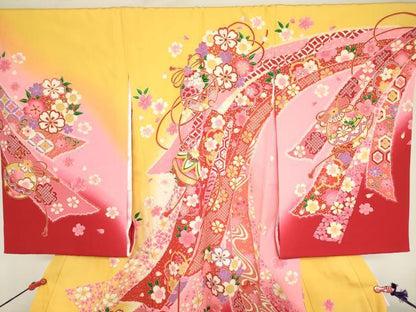 平和屋着物[]お宮参り　女の子　祝着　産着　初着　のしめ　熨斗鈴花文　金彩　逸品　DABJ3031ea