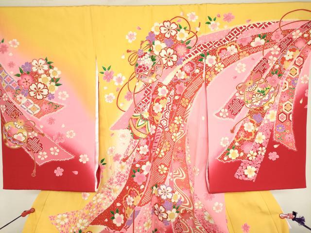平和屋着物[]お宮参り　女の子　祝着　産着　初着　のしめ　熨斗鈴花文　金彩　逸品　DABJ3031ea