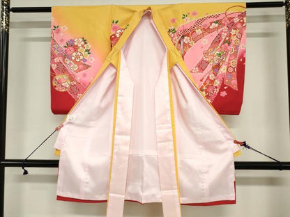 平和屋着物[]お宮参り　女の子　祝着　産着　初着　のしめ　熨斗鈴花文　金彩　逸品　DABJ3031ea
