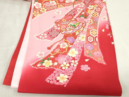 平和屋着物[]お宮参り　女の子　祝着　産着　初着　のしめ　熨斗鈴花文　金彩　逸品　DABJ3031ea