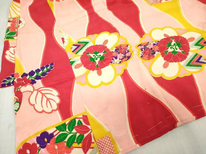 平和屋着物[]アンティーク　大正ロマン　お宮参り　女の子　祝着　産着　初着　のしめ　立涌花文　逸品　DABJ3033ea