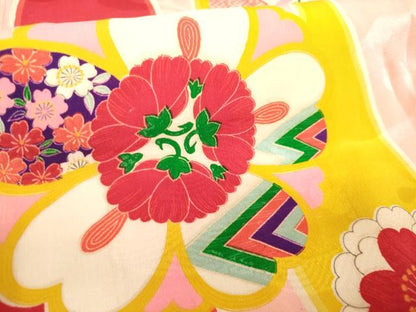 平和屋着物[]アンティーク　大正ロマン　お宮参り　女の子　祝着　産着　初着　のしめ　立涌花文　逸品　DABJ3033ea