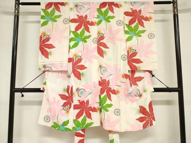 平和屋着物＊夏物　お宮参り　女の子　祝着　産着　初着　のしめ　絽　洋花文　逸品　DABJ3035ea