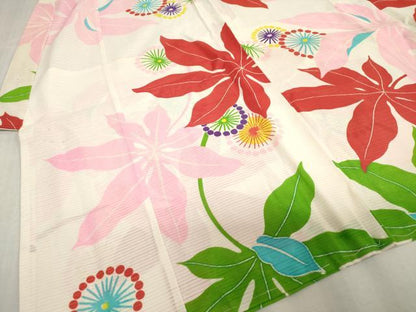平和屋着物＊夏物　お宮参り　女の子　祝着　産着　初着　のしめ　絽　洋花文　逸品　DABJ3035ea