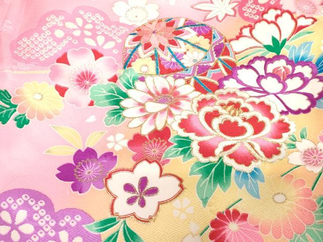 平和屋着物[]お宮参り 女の子 祝着 産着 初着 のしめ 刺繍 花松鞠文 暈し染め 金彩 逸品 DABJ3036ea