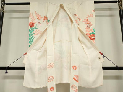 平和屋着物＊夏物　お宮参り　女の子　祝着　産着　初着　のしめ　絽　百合　花筏文　DABJ3041ea