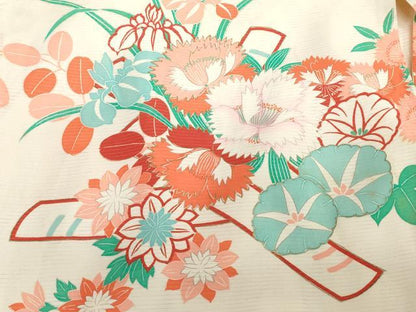 平和屋着物＊夏物　お宮参り　女の子　祝着　産着　初着　のしめ　絽　百合　花筏文　DABJ3041ea