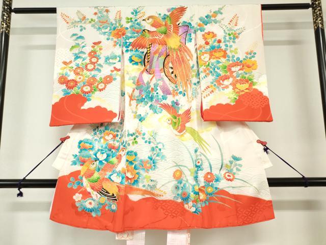 平和屋着物[]お宮参り 女の子 祝着 産着 初着 のしめ 駒刺繍 鳳凰御所車花文 金彩 逸品 DABJ3044ea