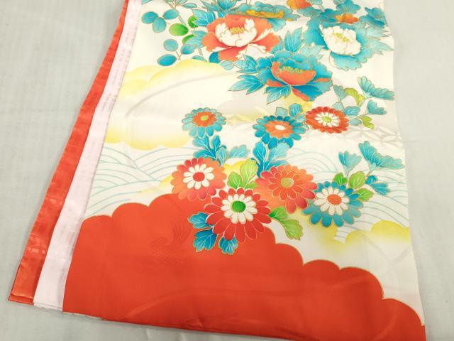 平和屋着物[]お宮参り 女の子 祝着 産着 初着 のしめ 駒刺繍 鳳凰御所車花文 金彩 逸品 DABJ3044ea