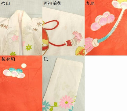 平和屋着物[]お宮参り　女の子　祝着　産着　初着　のしめ　駒刺繍　鳳凰花鞠文　糸車　金彩　逸品　DABJ3046ea