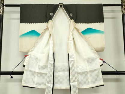 平和屋着物[]お宮参り　男の子　祝着　産着　初着　のしめ　刺繍　手描き　鷹　鷲　立波松文　金彩　逸品　DABJ3048ea