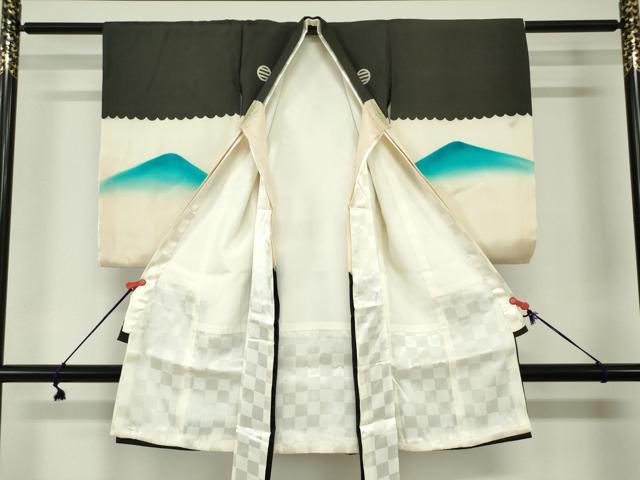 平和屋着物[]お宮参り　男の子　祝着　産着　初着　のしめ　刺繍　手描き　鷹　鷲　立波松文　金彩　逸品　DABJ3048ea