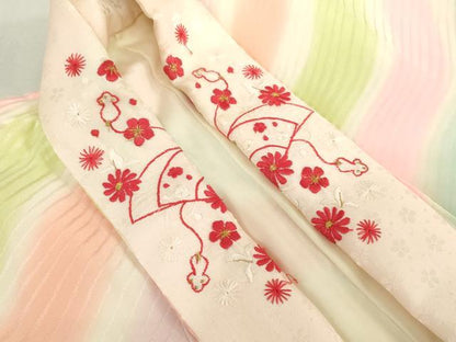 平和屋着物[]女の子　子供　長襦袢　袷　よろけ縞　暈し染め　半衿刺繍　逸品　DABJ3049ea