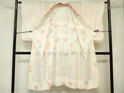 平和屋着物[]女の子　子供　長襦袢　無双仕立て　舞花地紋　暈し染め　半衿刺繍　逸品　DABJ3050ea