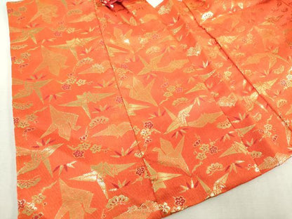 平和屋着物[]七五三　女の子　子供　被布　折り鶴　松竹梅　金糸　DABJ3051ea