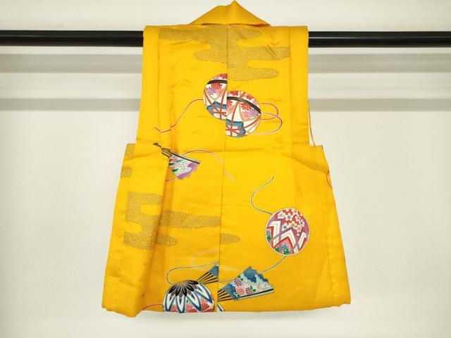 平和屋着物[]七五三　女の子　子供　被布　手毬文　金彩　逸品　DABJ3053ea